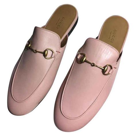 gucci princetown leather slipper pink|Gucci princetown striped slippers.